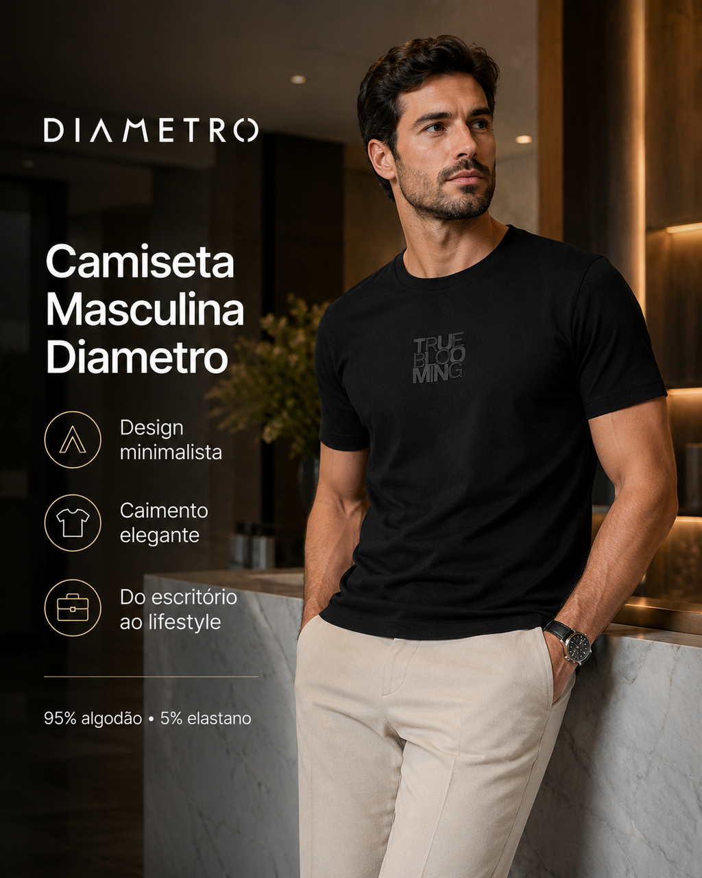 Camiseta Masculina Meia Malha Com Estampa Diametro D010905