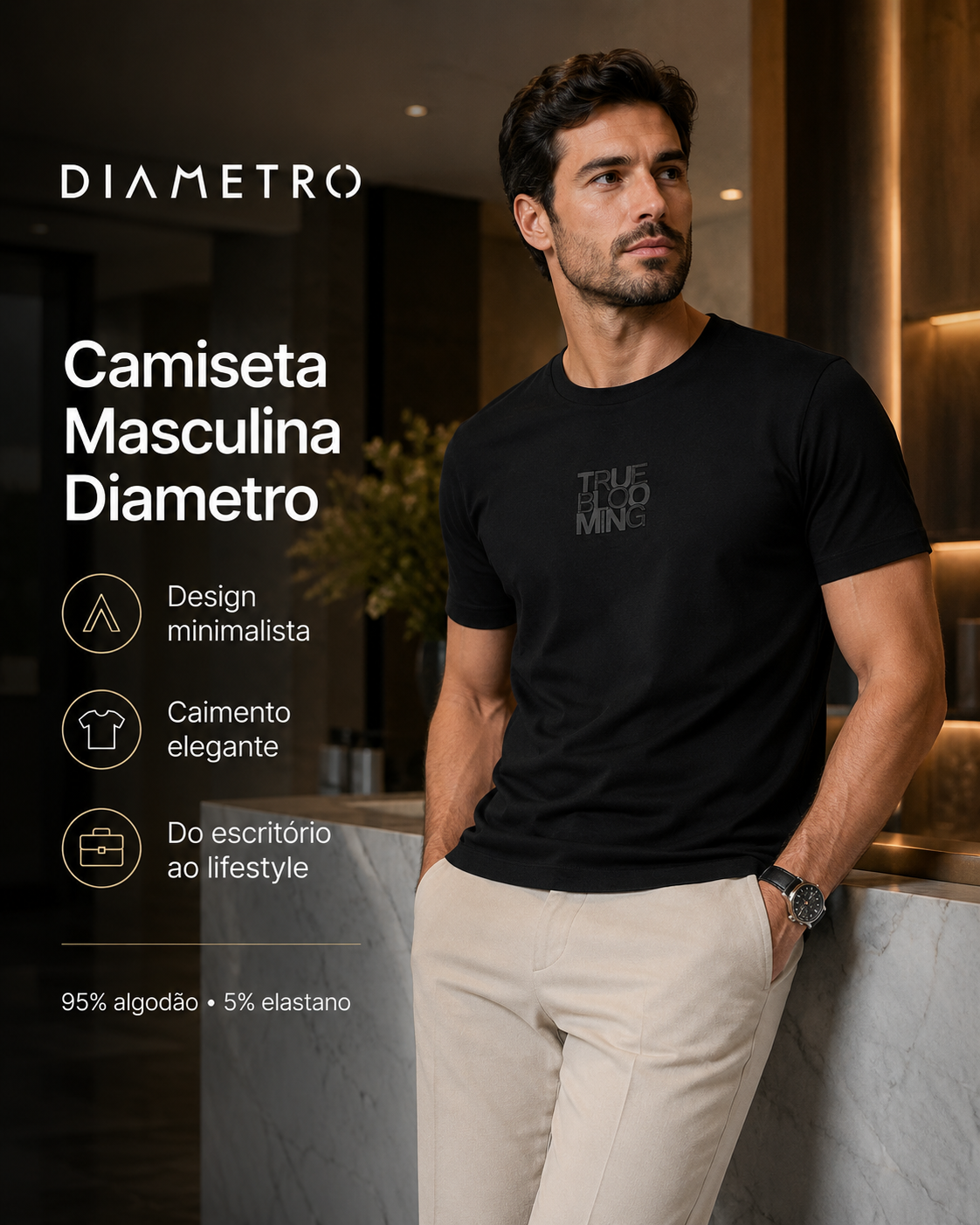 Camiseta Masculina Meia Malha Com Estampa Diametro D010905