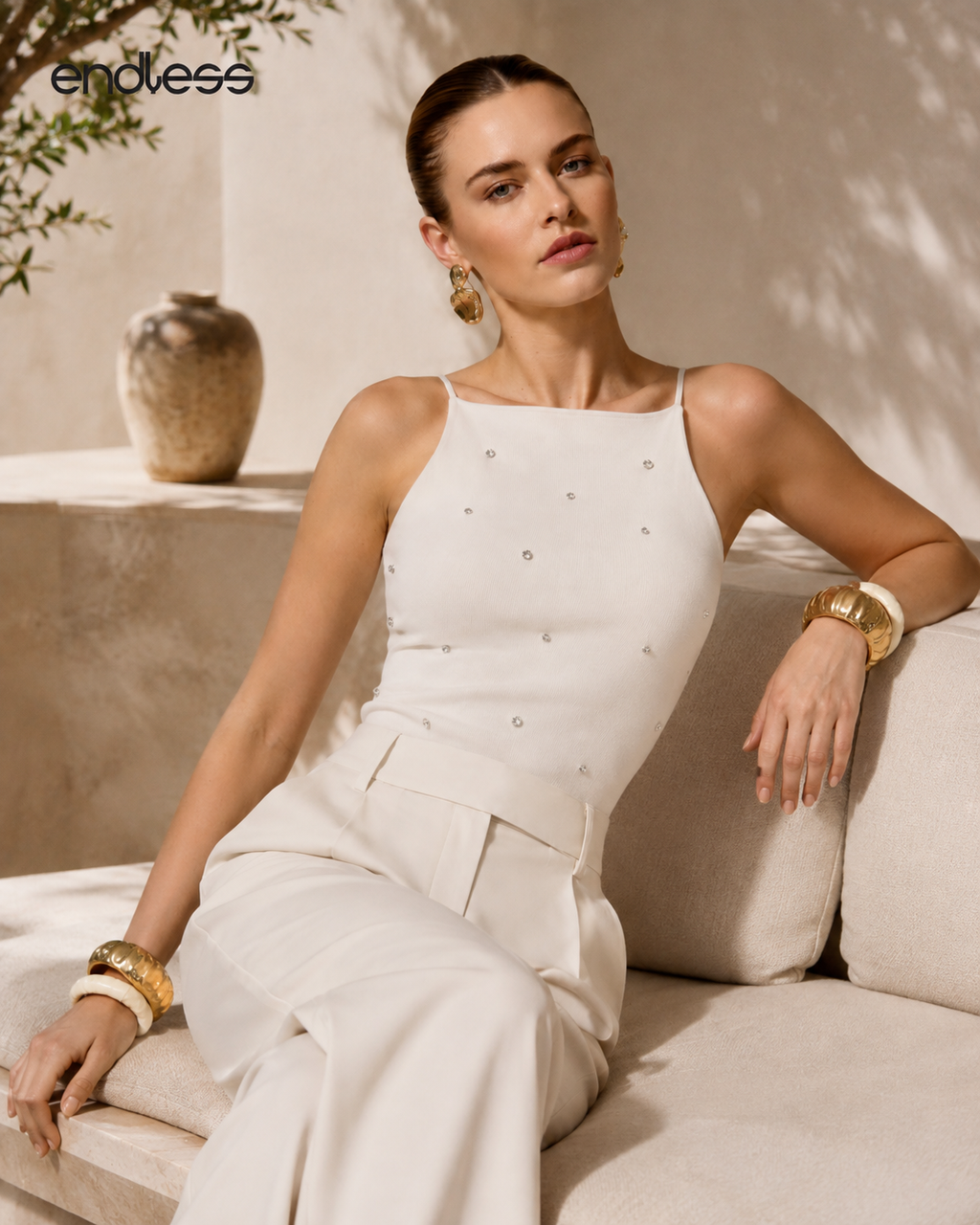 Blusa Feminina De Alça Com Rebites Ribana Endless E16118