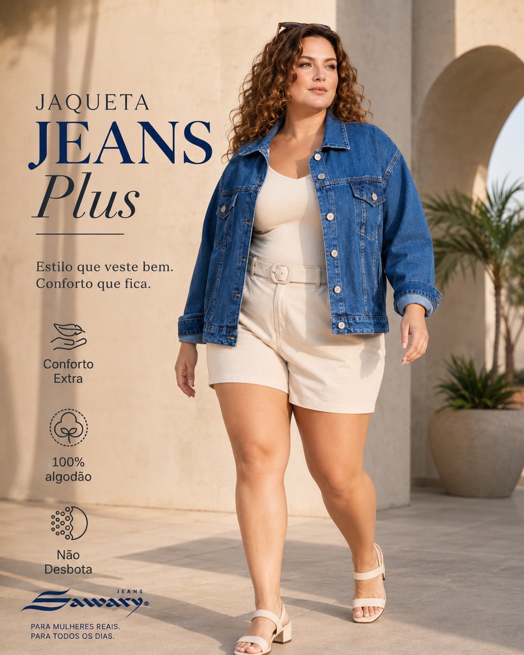 Jaqueta Jeans Sawary Plus Size - 282493 (No Lycra)
