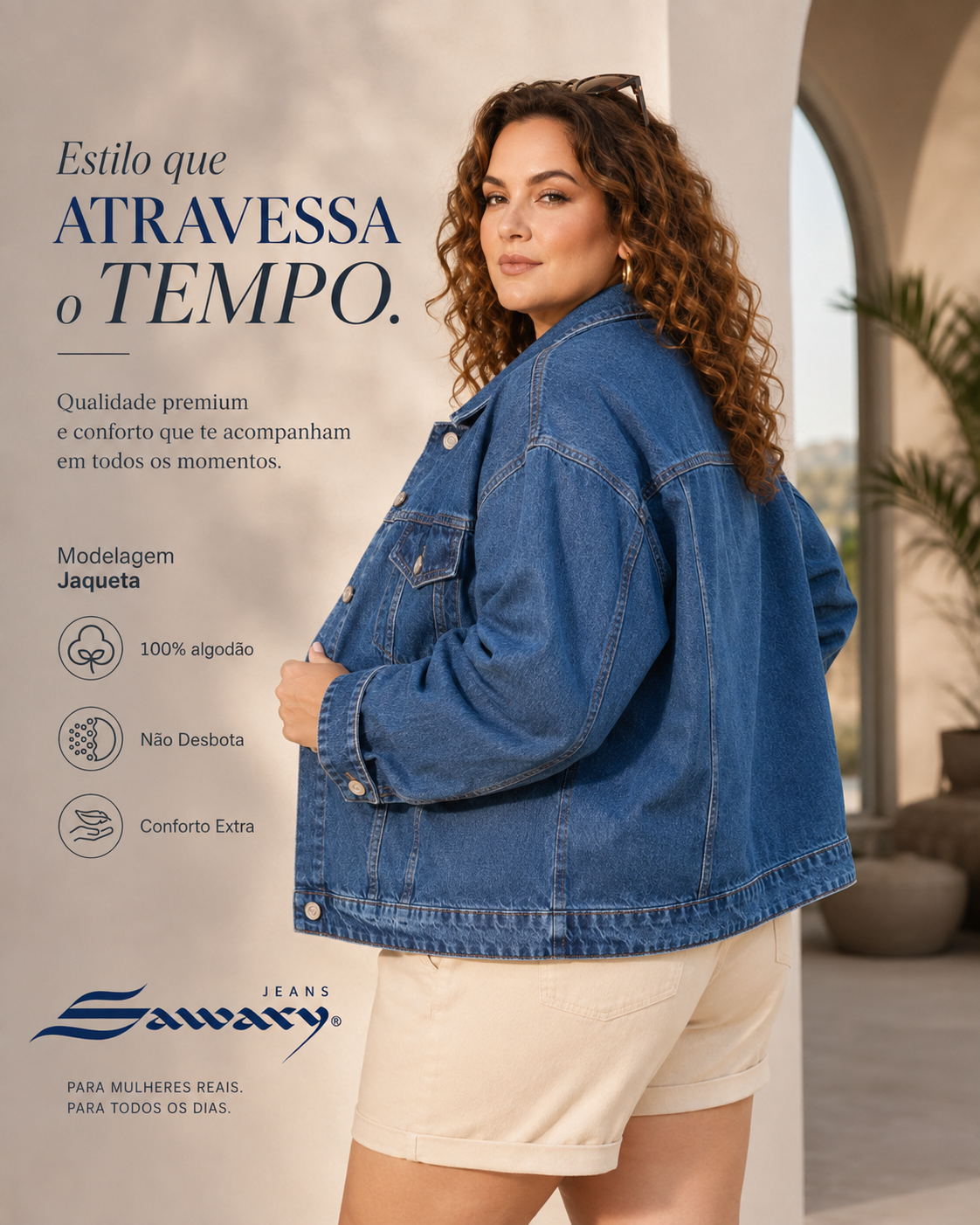 Jaqueta Jeans Sawary Plus Size - 282493 (No Lycra)