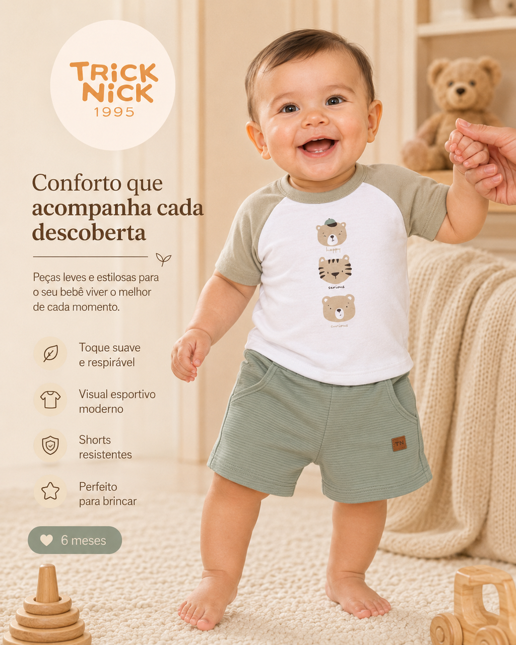 Conjunto Infantil Camiseta Com Bermuda Trick Nick 1027380