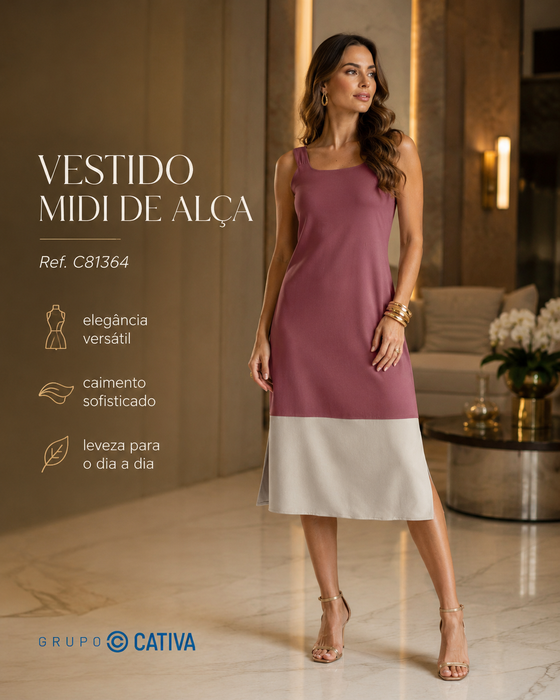 VESTIDO MIDI DE ALÇA Ref.: C81364