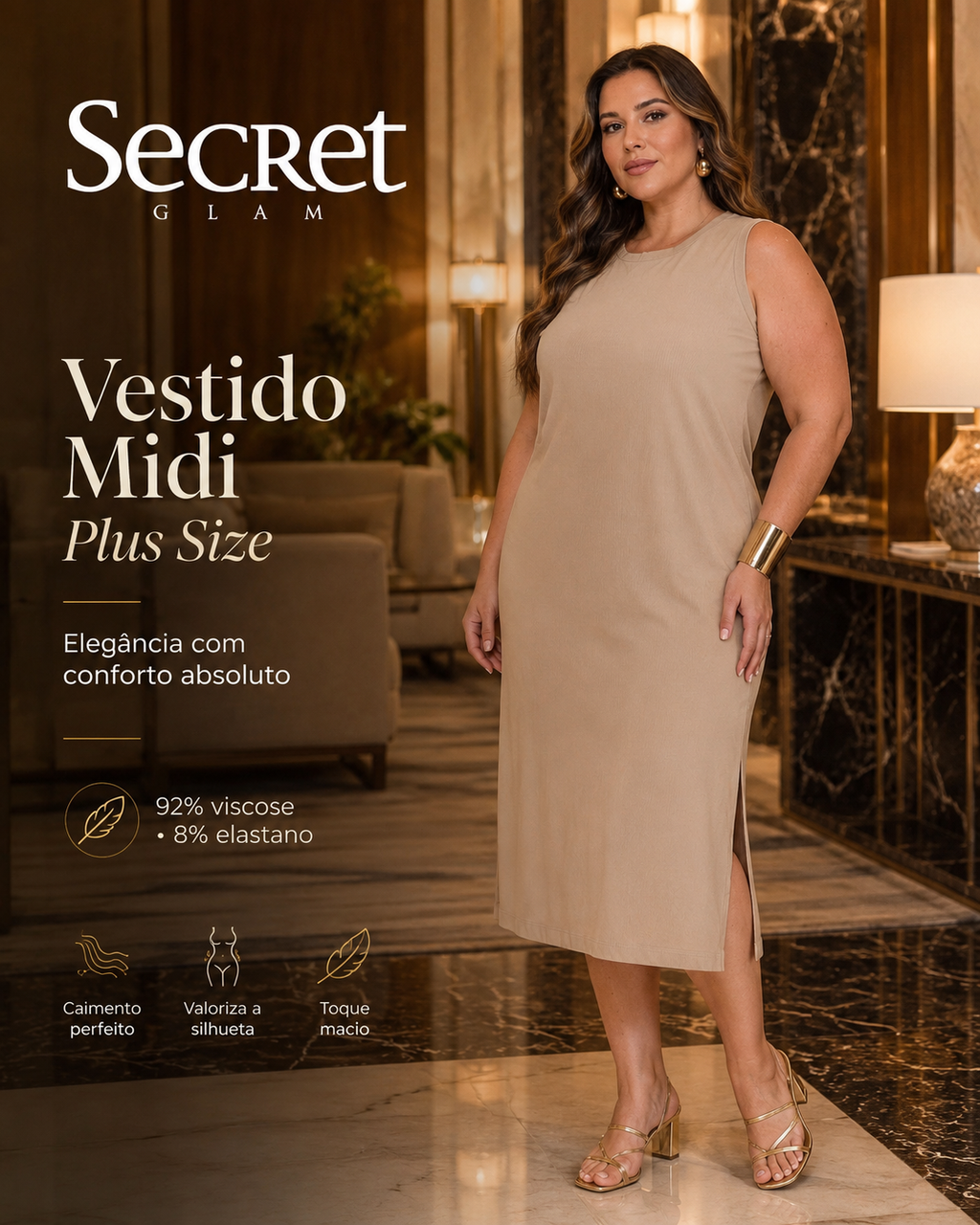 Vestido Feminino Midi Plus Size SB02165