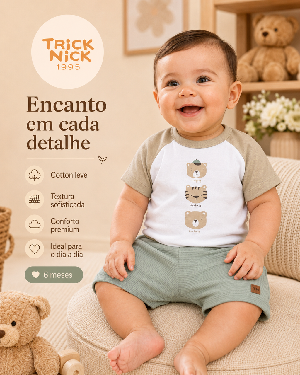 Conjunto Infantil Camiseta Com Bermuda Trick Nick 1027380