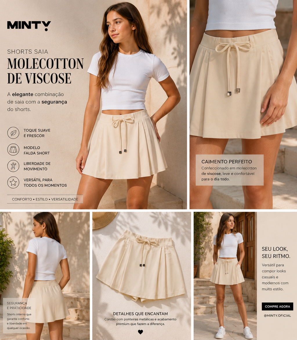 Shorts Saia Feminino Molecotton De Viscose Minty M00575