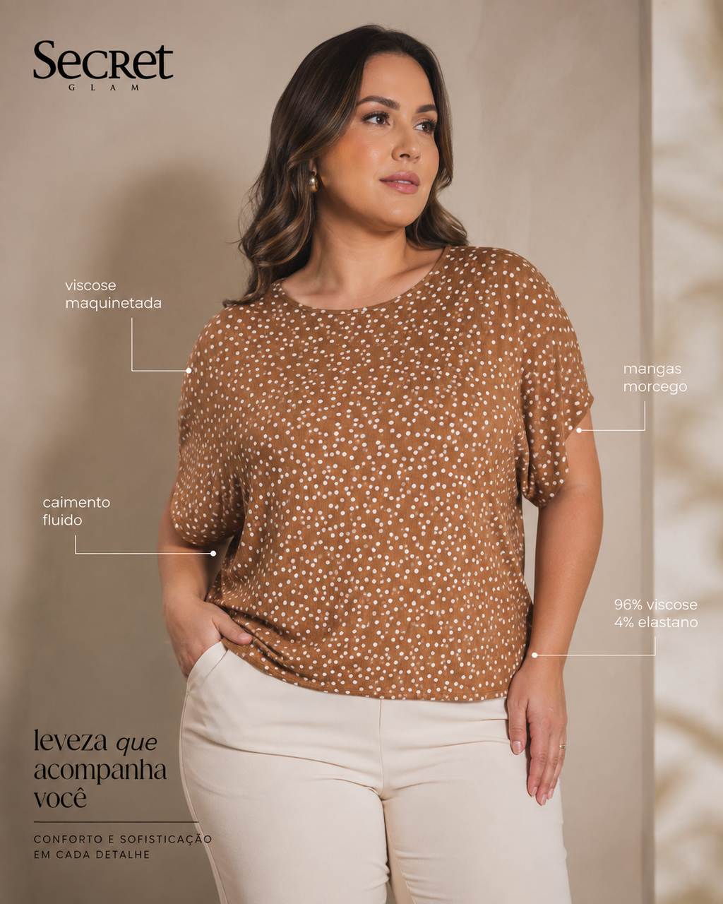 Blusa Feminina Manga Morcego Secret Glam S02130