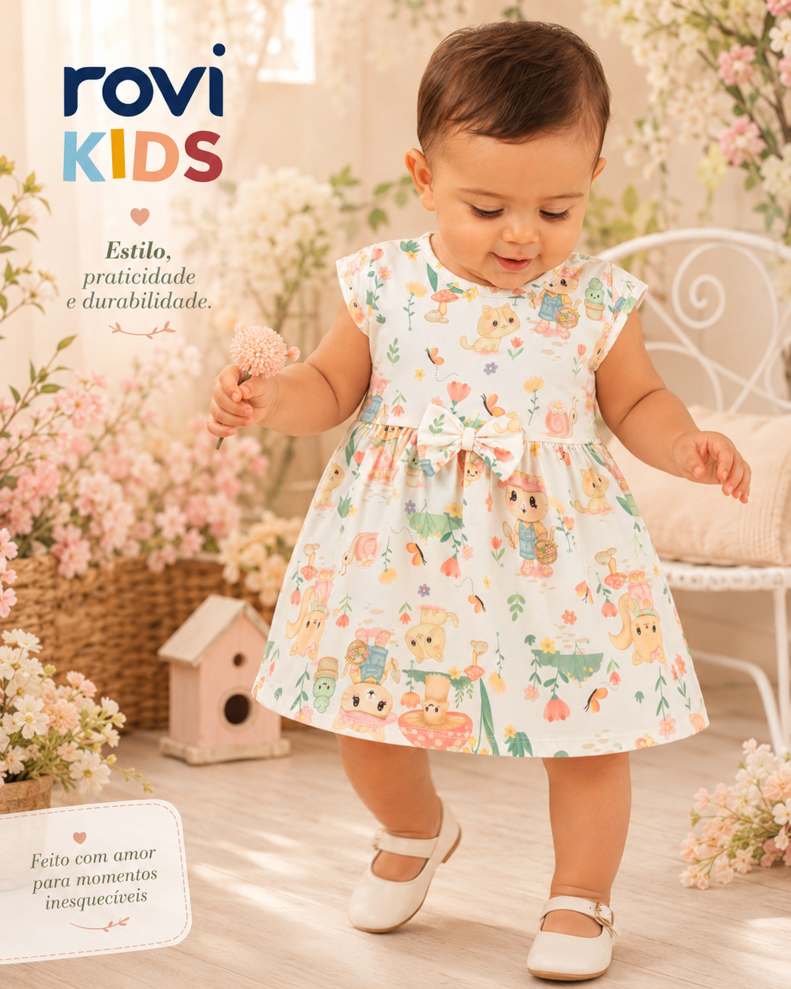 Vestido Infantil Estampado Malha Rovi Kids 6146250