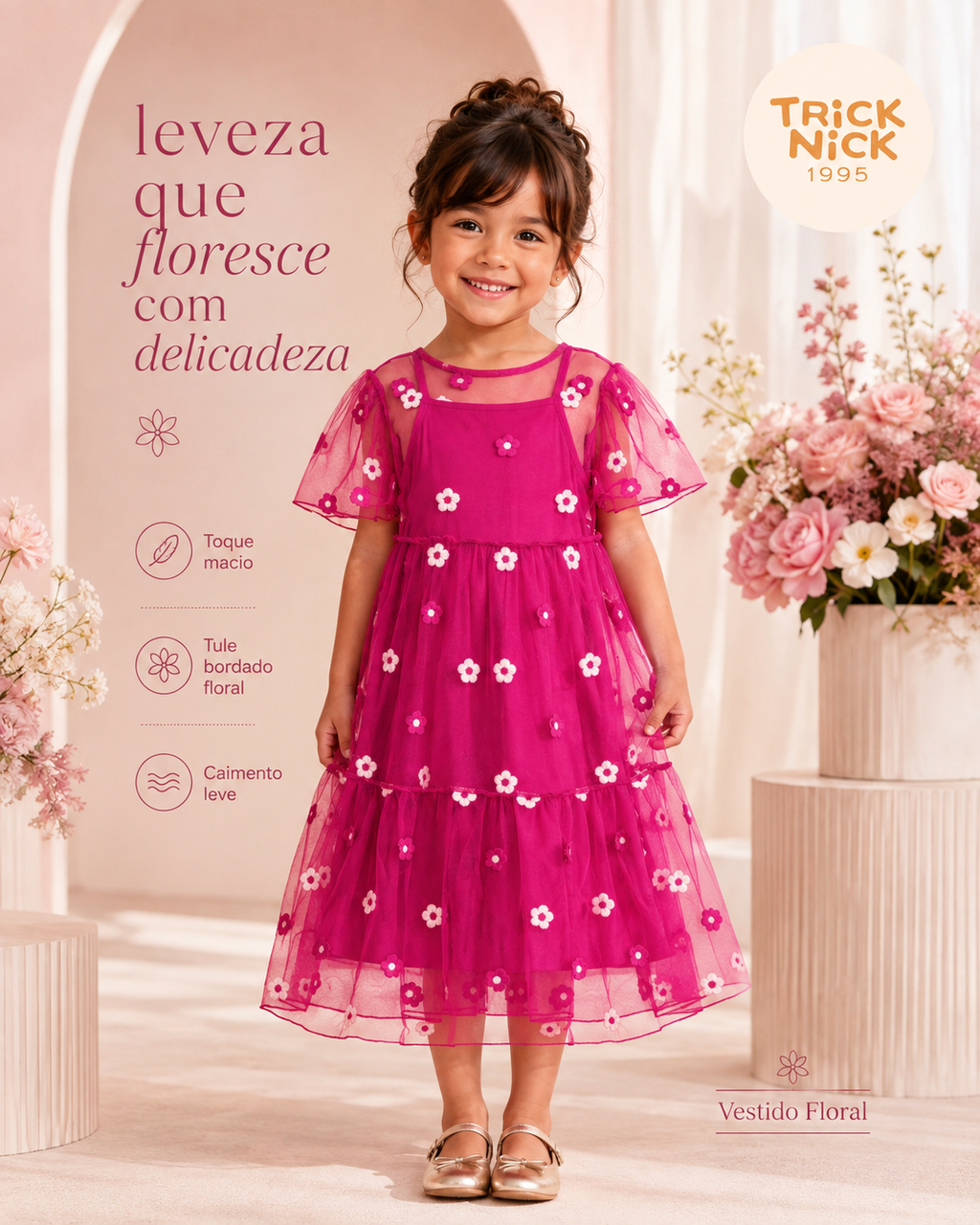 Vestido Infantil Com Sobreposição Trick Nick 1171412