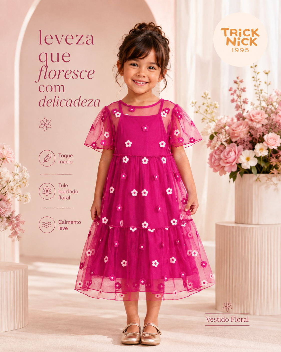 Vestido Infantil Com Sobreposição Trick Nick 1171412