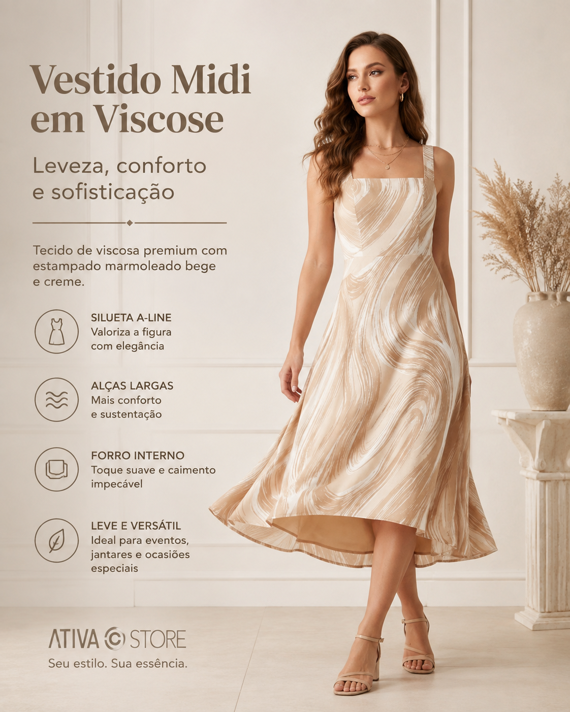 Vestido Midi em Viscose - Ref: H80457