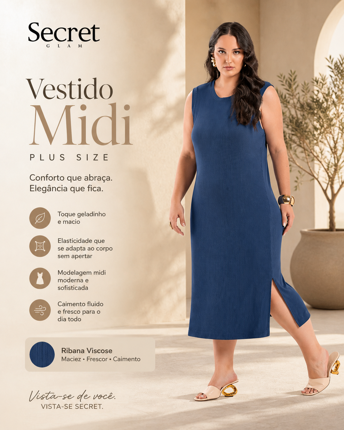 Vestido Feminino Midi Plus Size SB02165