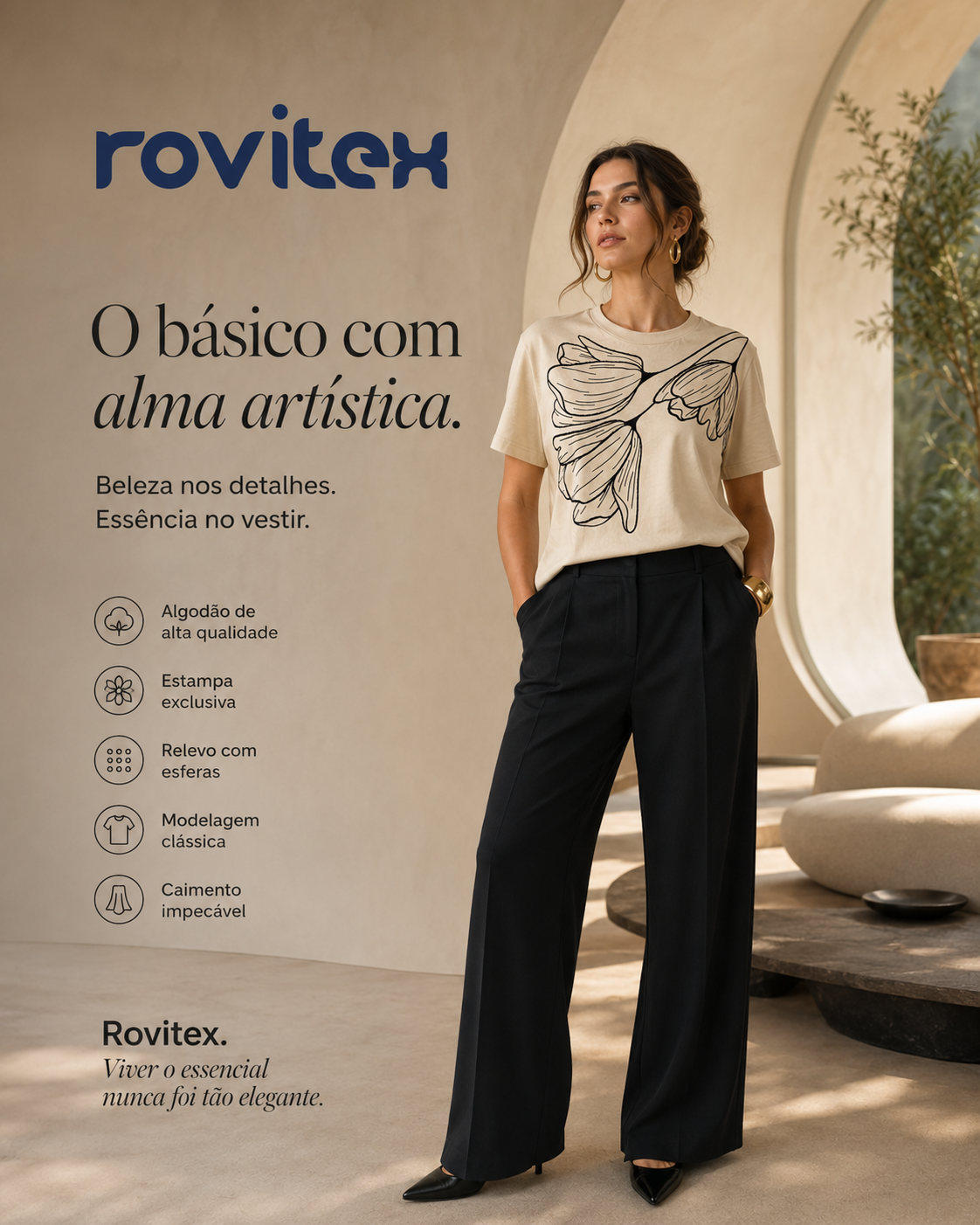 Camiseta Feminina Meia Malha Com Estampa Rovitex 6177635