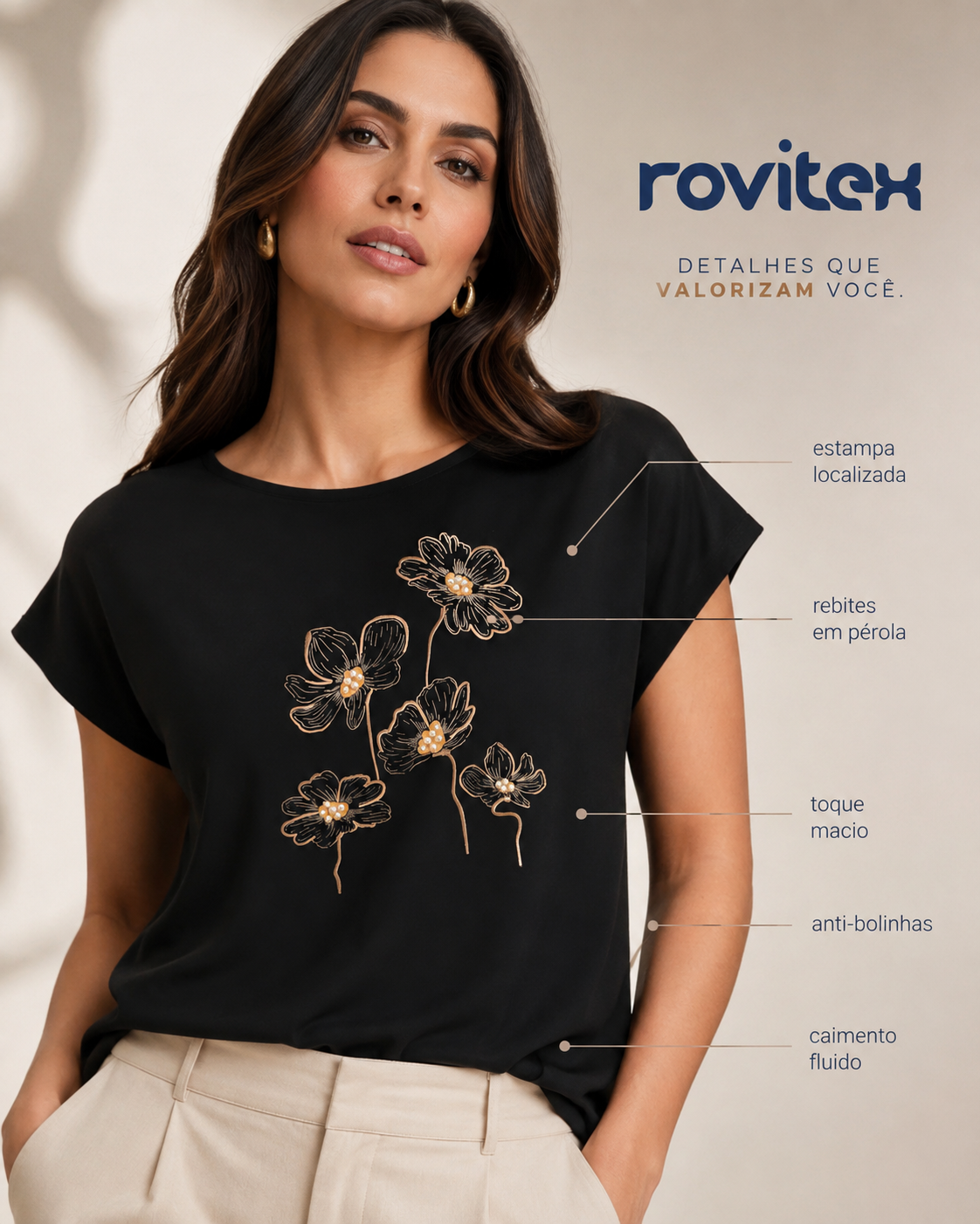 Blusa Feminina Viscotorcion E Viscose Rovitex 6177445