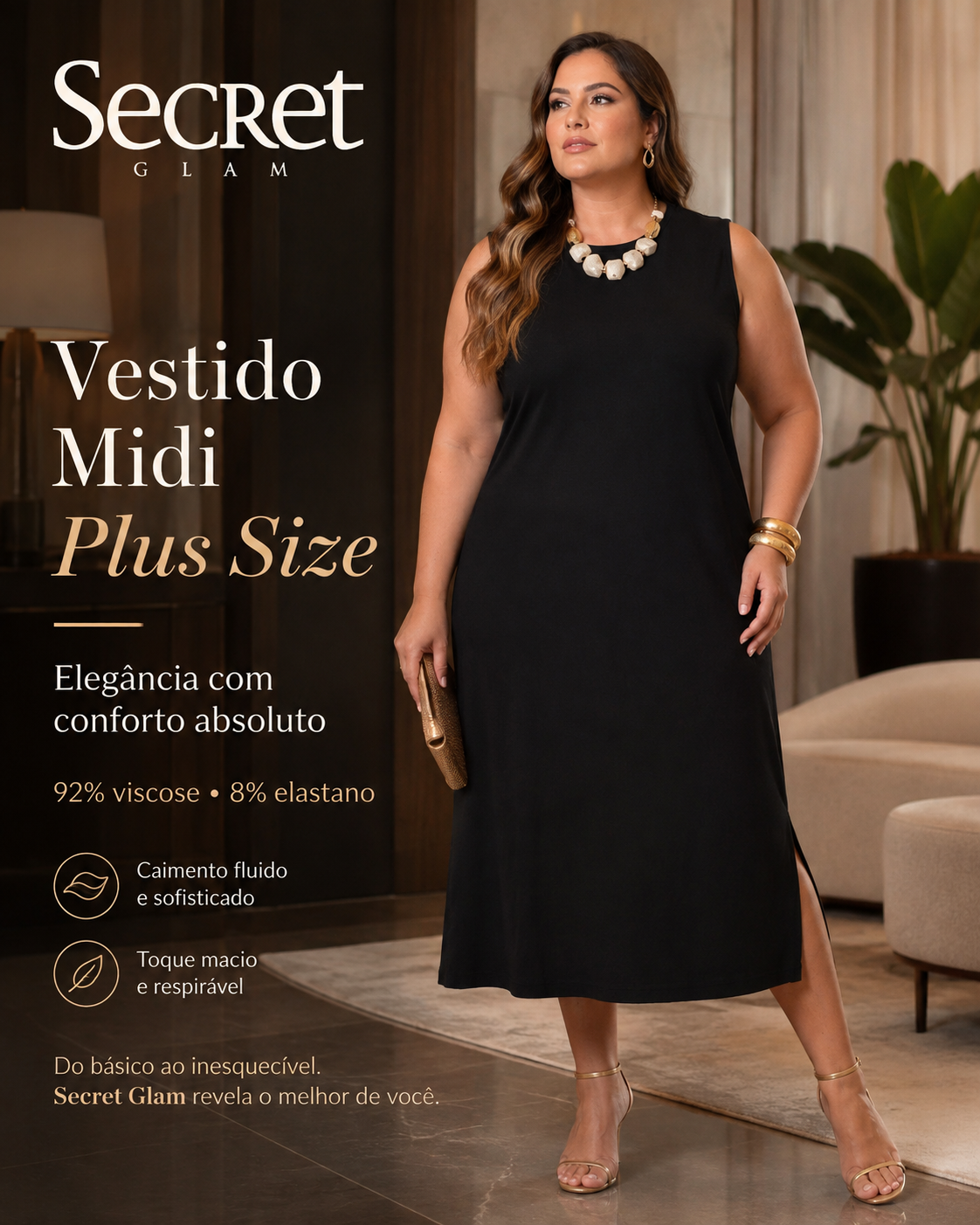 Vestido Feminino Midi Plus Size SB02165