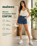 Shorts Feminino Mom Cintura Alta Bolso Funcional Em Jeans Stretch - ENFIM 1000129793
