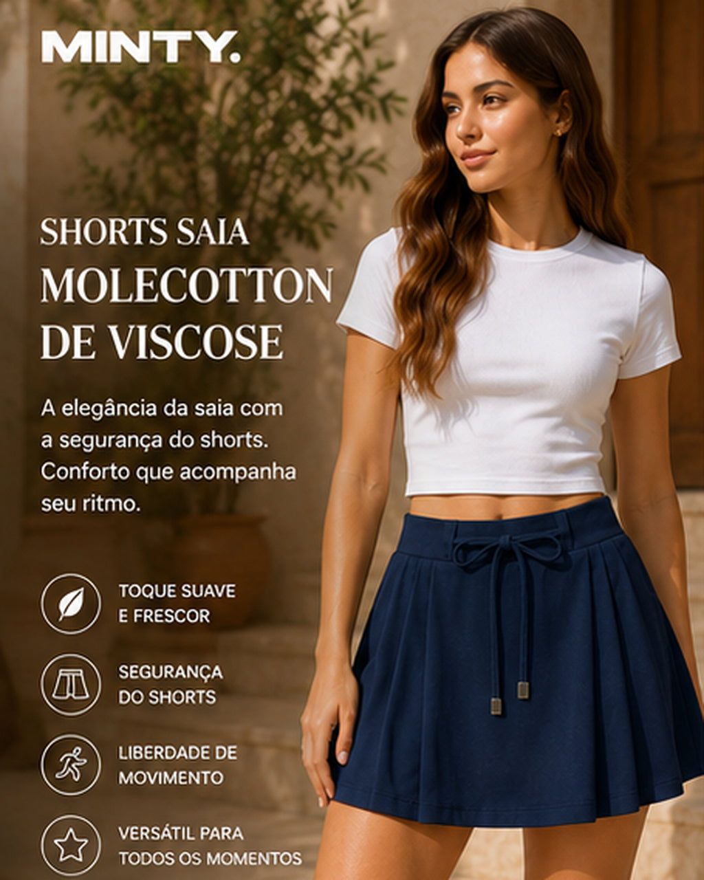 Shorts Saia Feminino Molecotton De Viscose Minty M00575