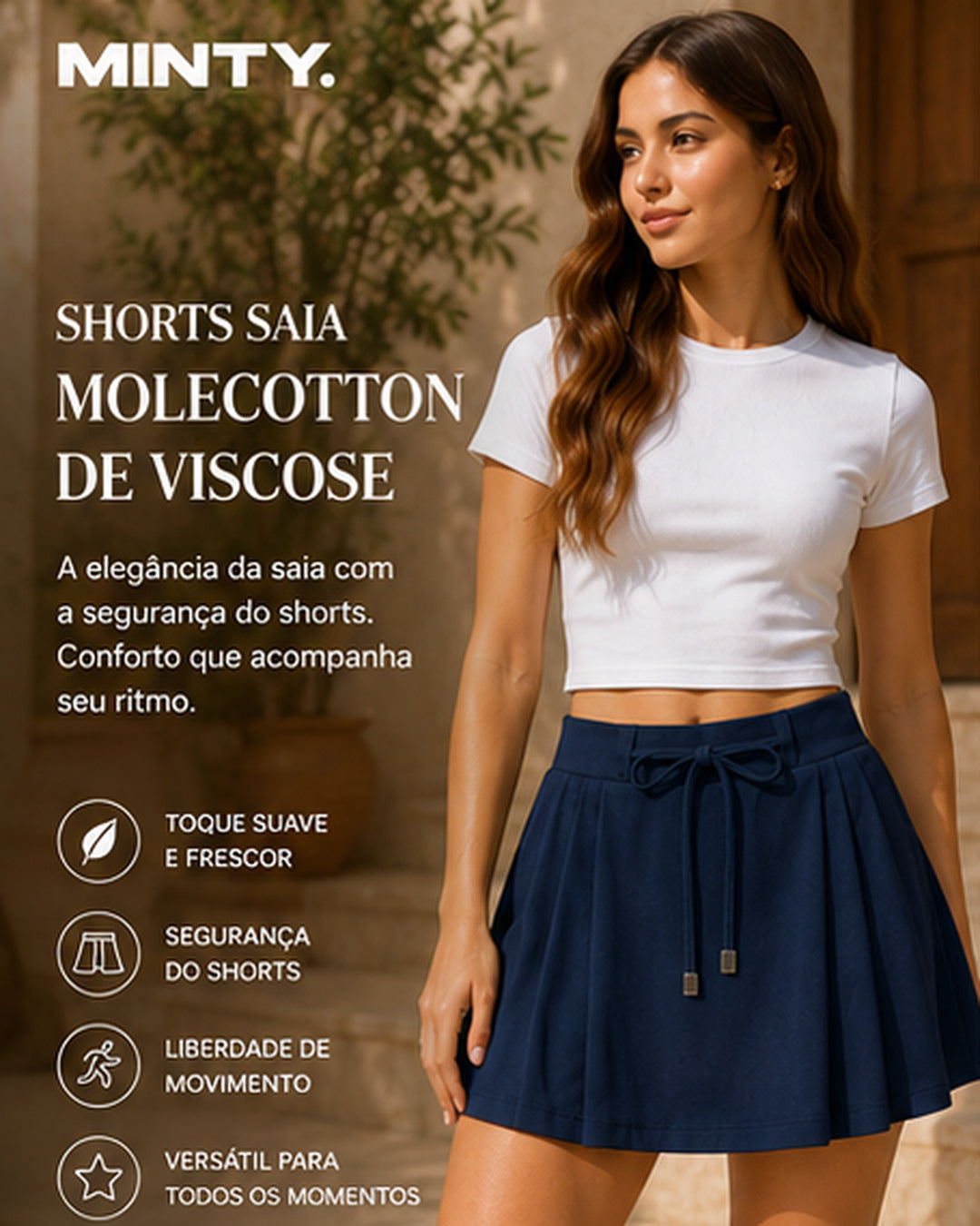 Shorts Saia Feminino Molecotton De Viscose Minty M00575