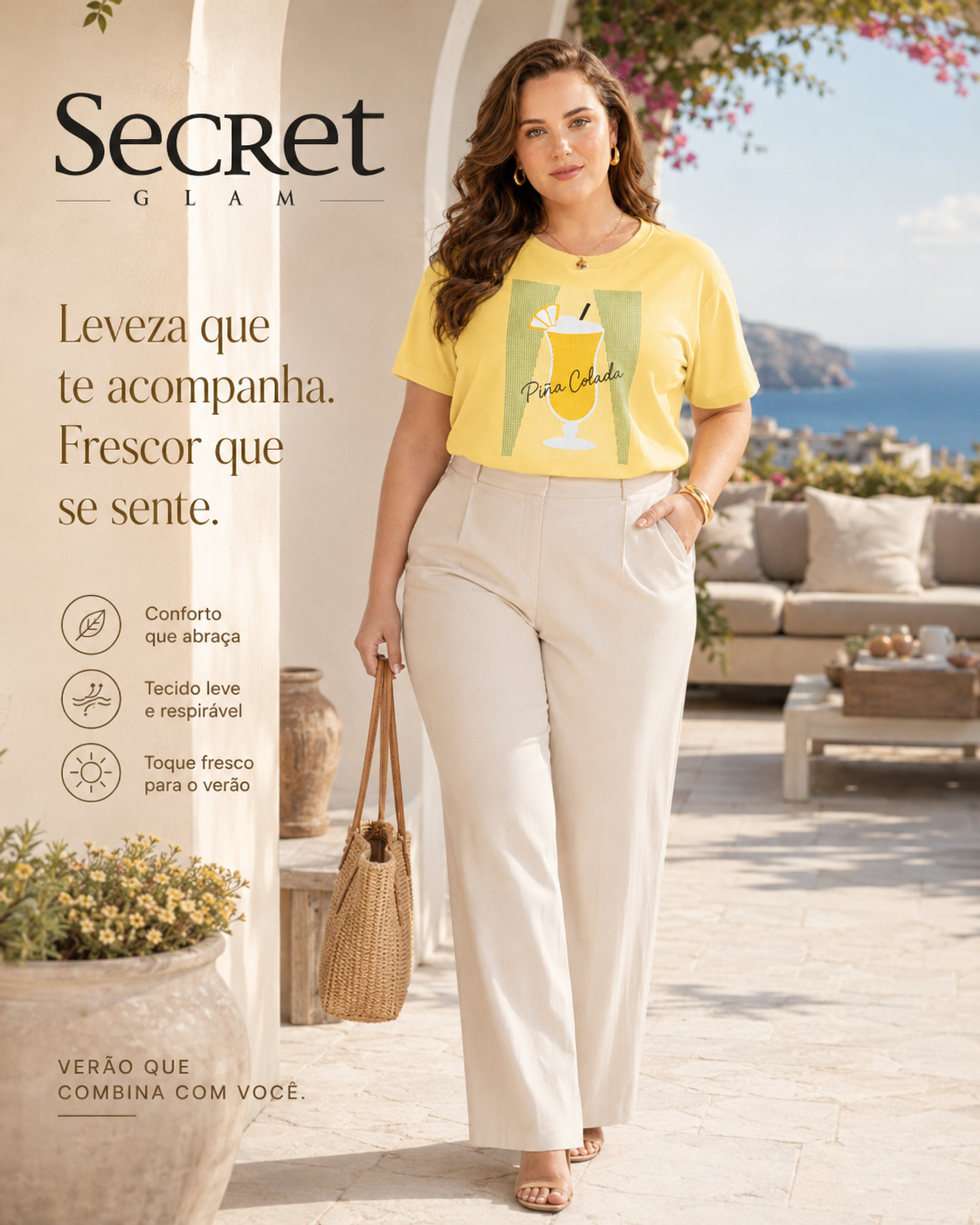 Blusa Feminina Estampa Pina Colada Secret Glam S02146