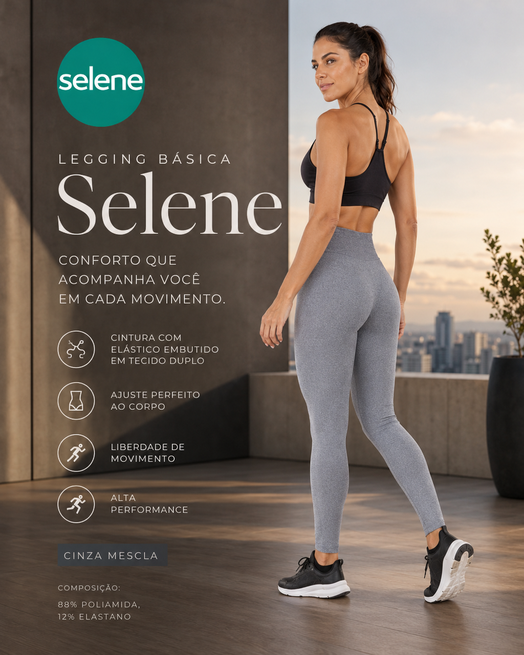 Legging Fitness Esportiva Básica Selene 20810