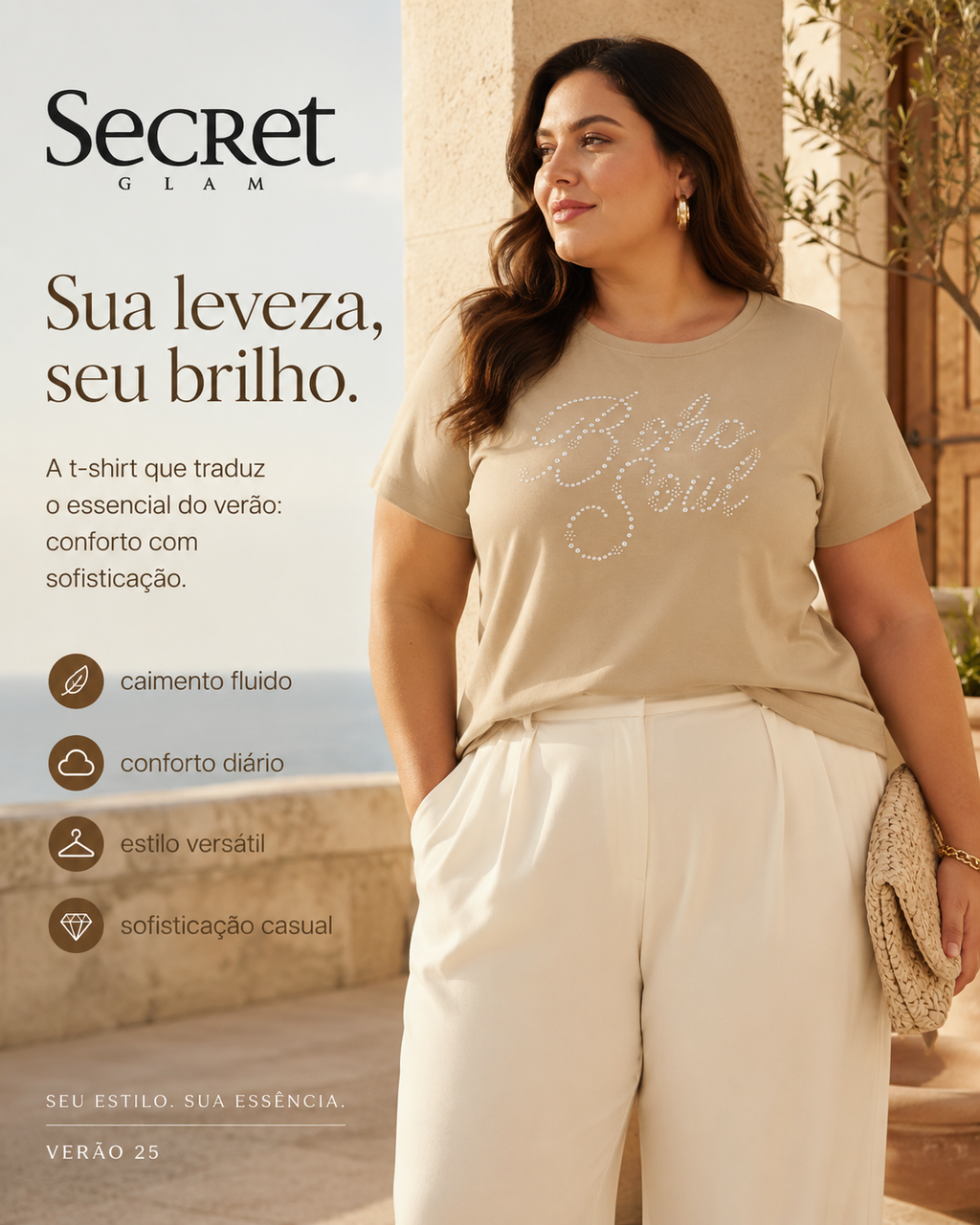 Blusa Feminina Manga Curta Secret Glam S02119