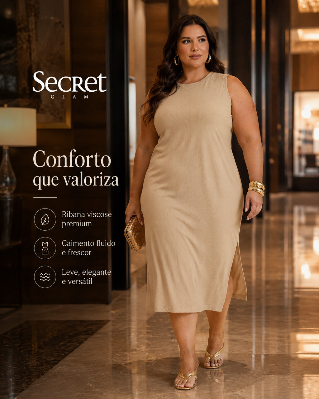 Vestido Feminino Midi Plus Size SB02165