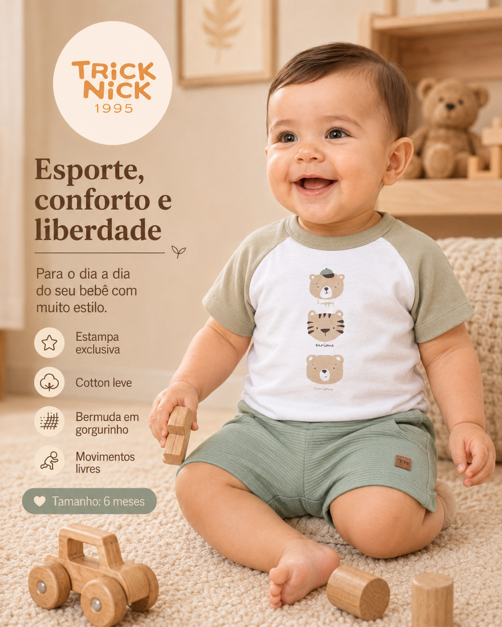 Conjunto Infantil Camiseta Com Bermuda Trick Nick 1027380