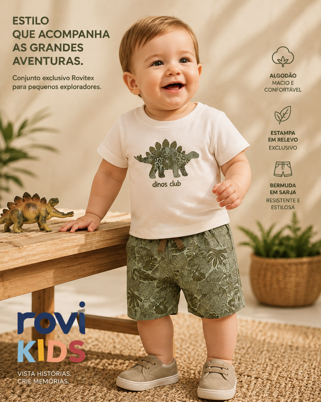 Conjunto Camiseta Com Bermuda Infantil Rovi Kids 3029530
