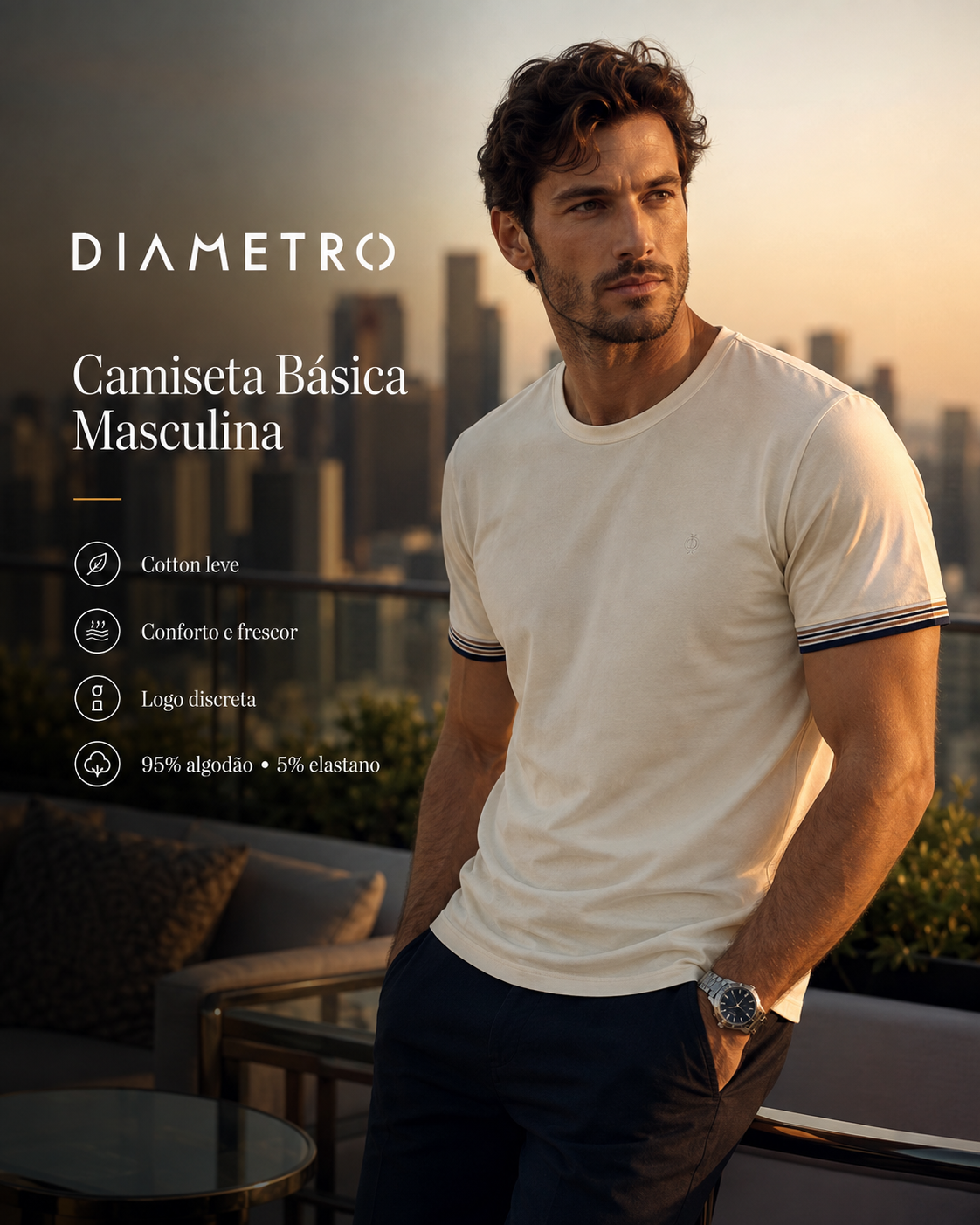 CAMISETA COTTON LEVE MASCULINO DIAMETRO
DB00385