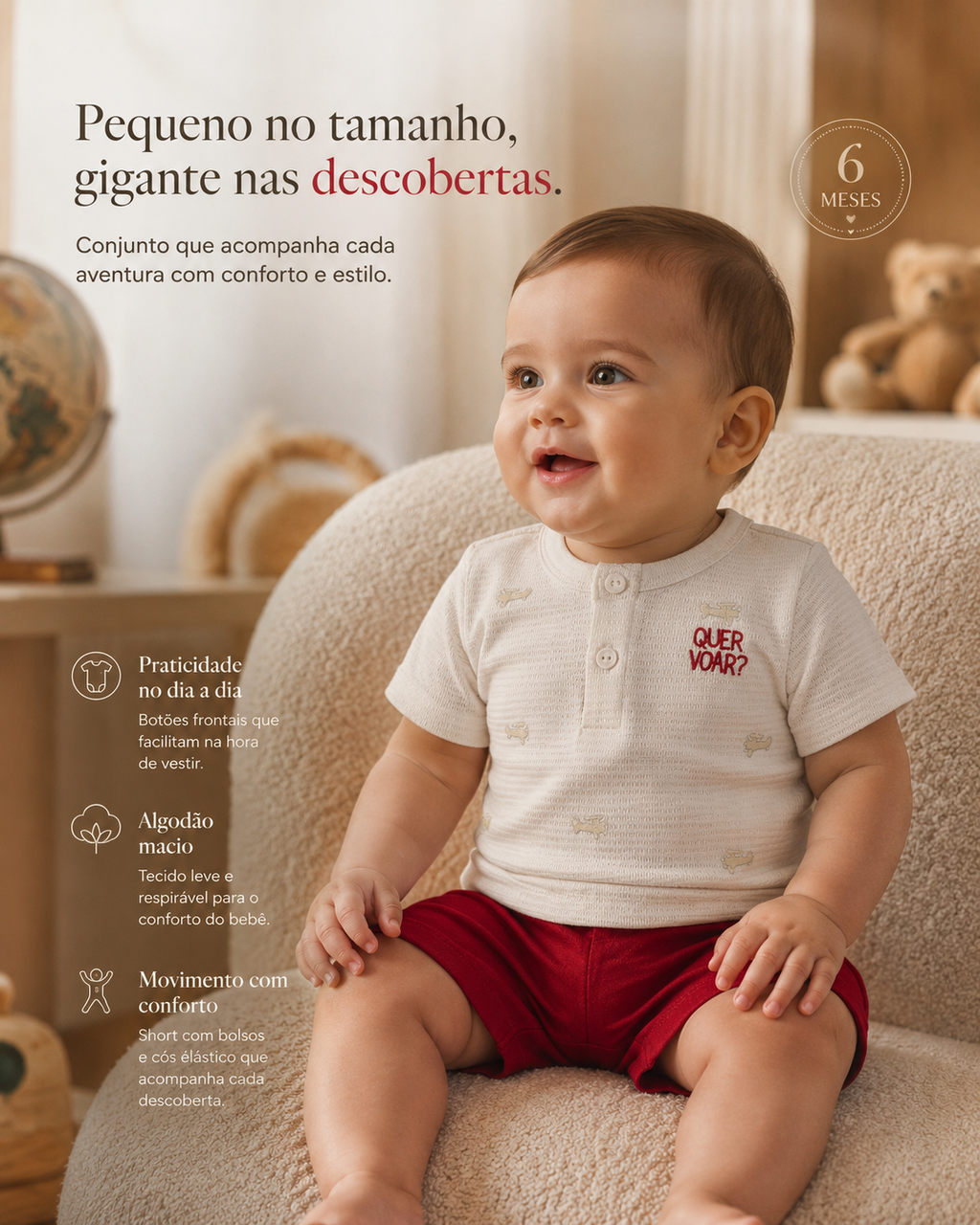Conjunto Camiseta Com Bermuda Infantil Rovi Kids
 Código: 3029110