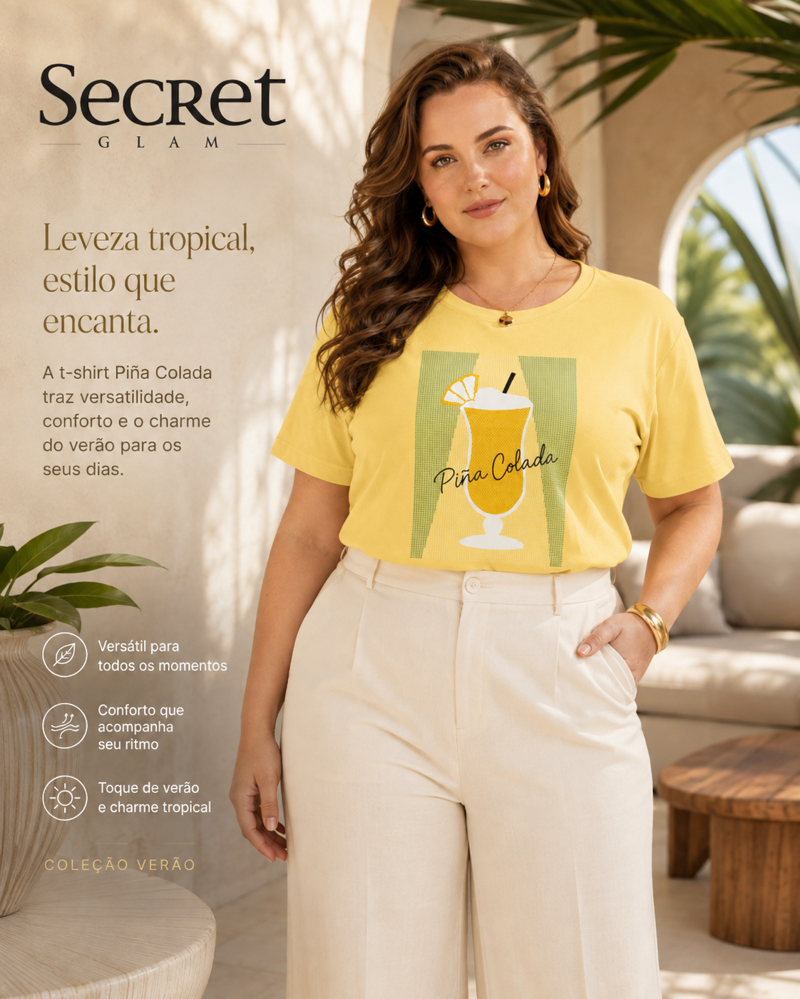 Blusa Feminina Estampa Pina Colada Secret Glam S02146