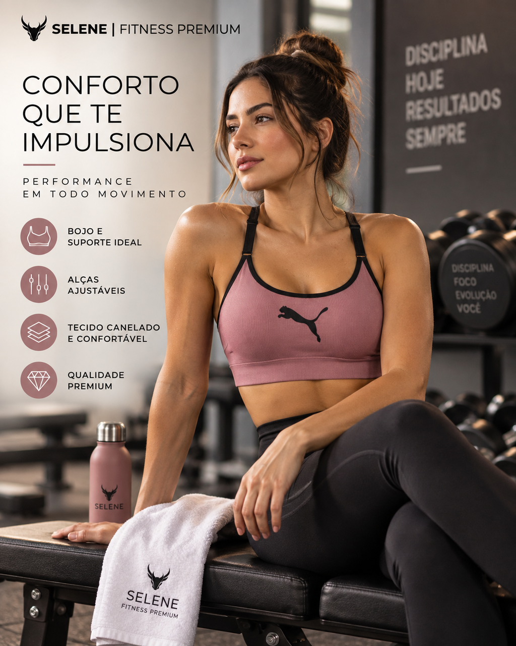 Top puma com bojo ajustable