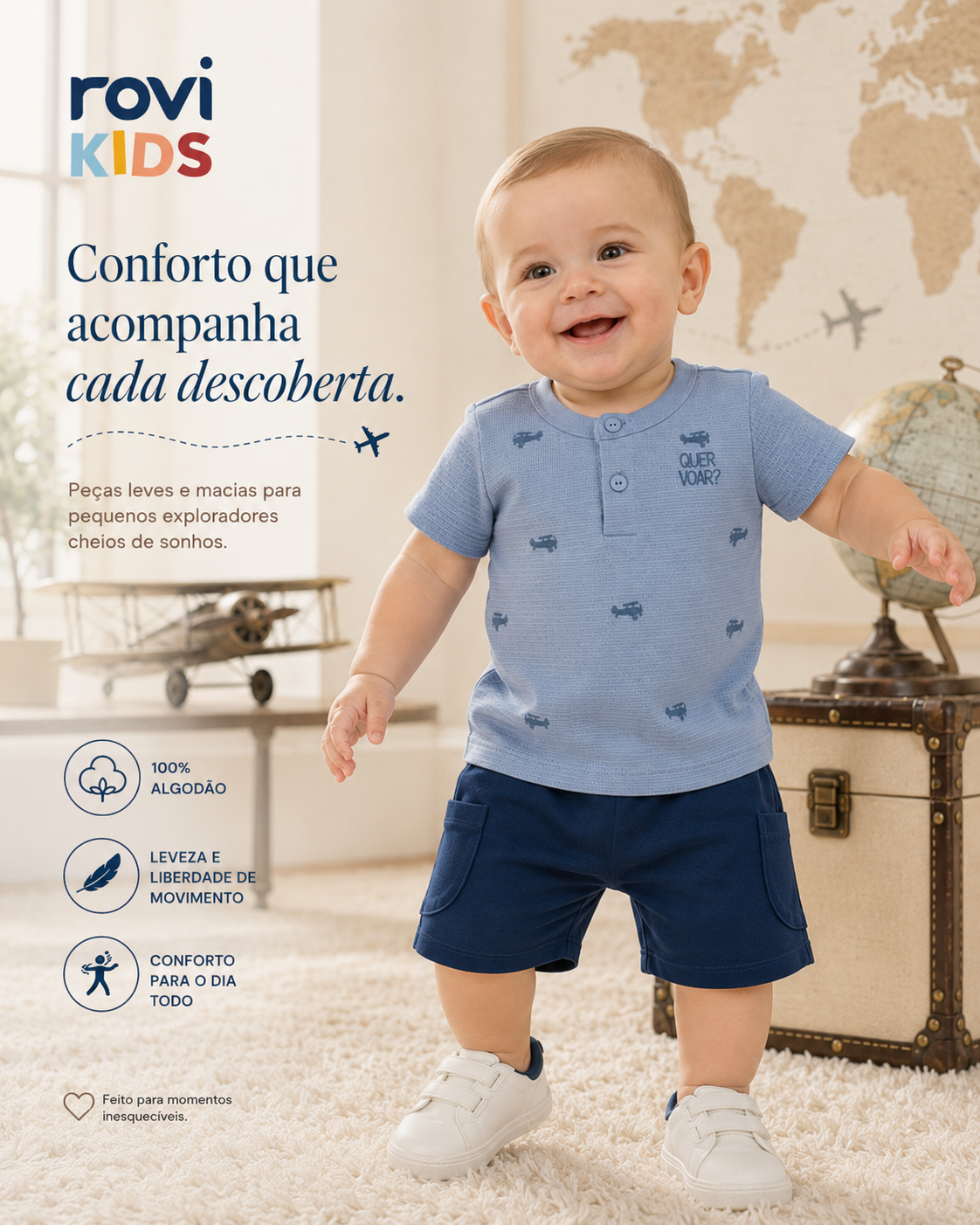 Conjunto Camiseta Com Bermuda Infantil Rovi Kids
 Código: 3029110