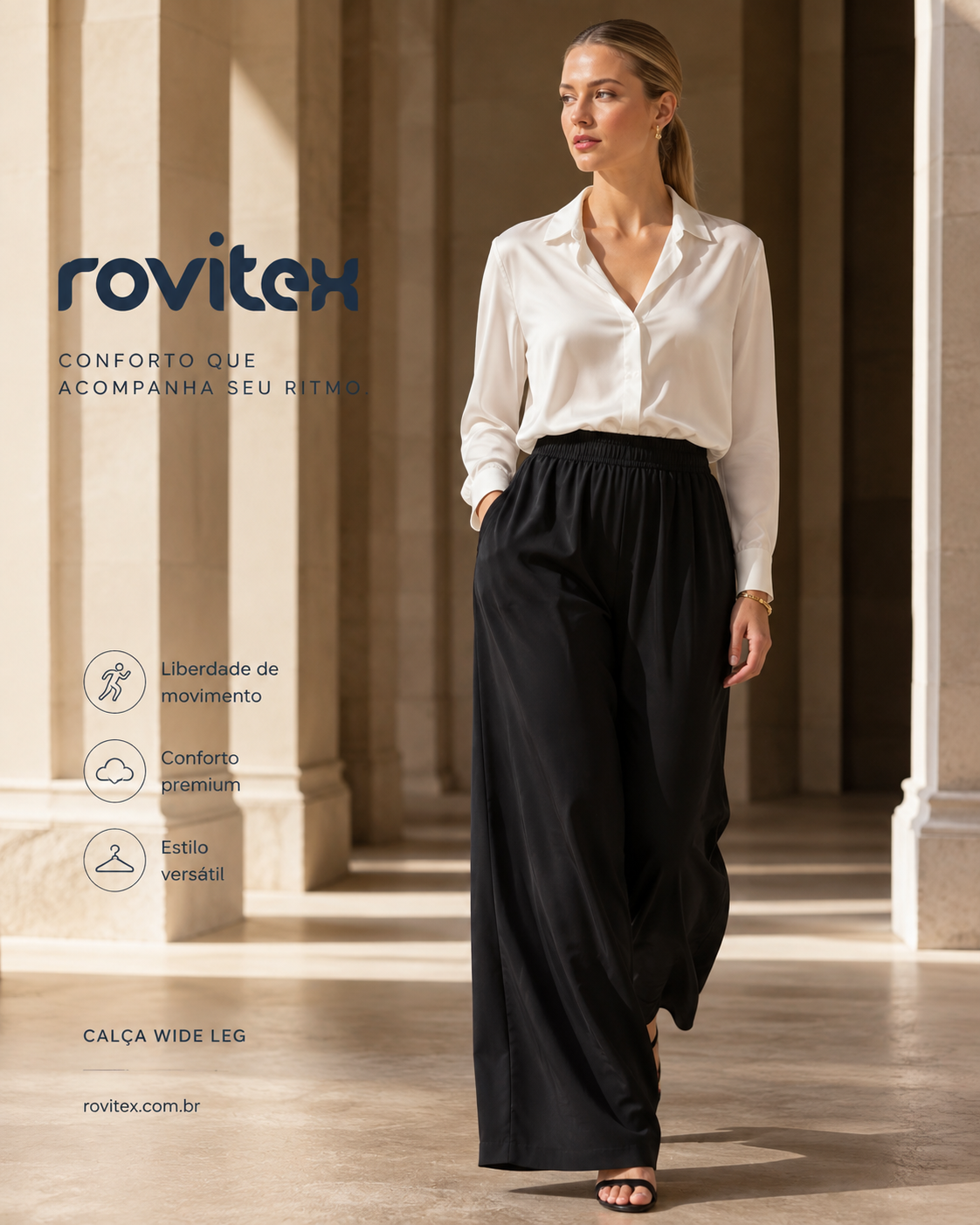Calça Feminina Pantalona Tecido Viscose Rovitex 6196995
