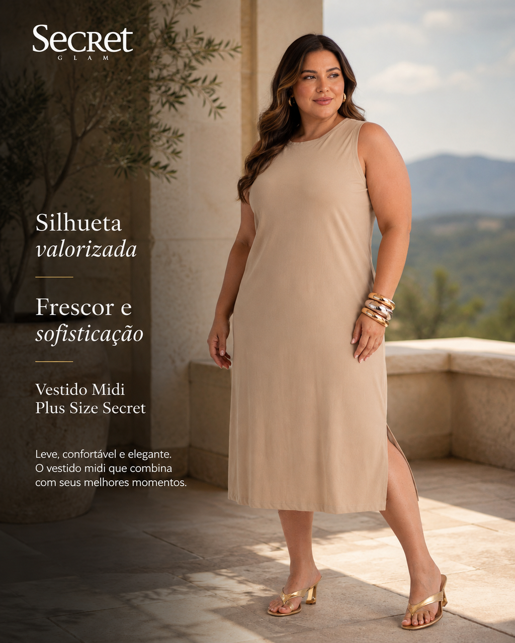 Vestido Feminino Midi Plus Size SB02165