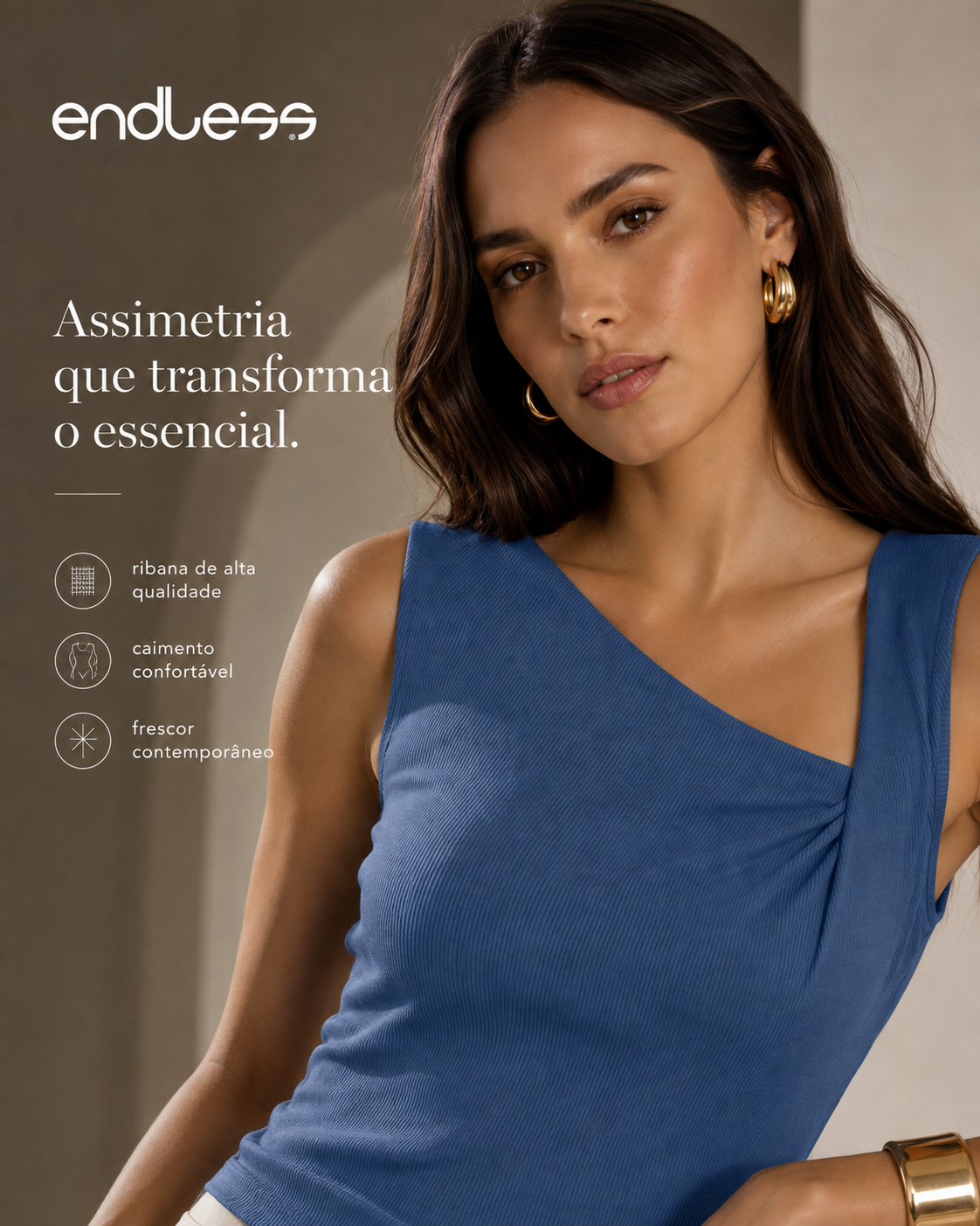 Regata Feminina Assimetrica Em Ribana E16083