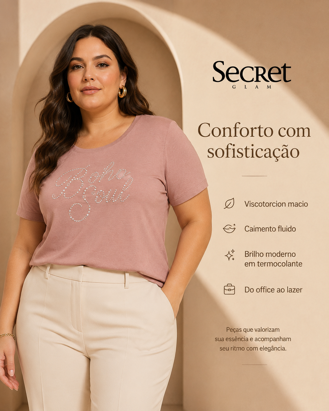 Blusa Feminina Manga Curta Secret Glam S02119