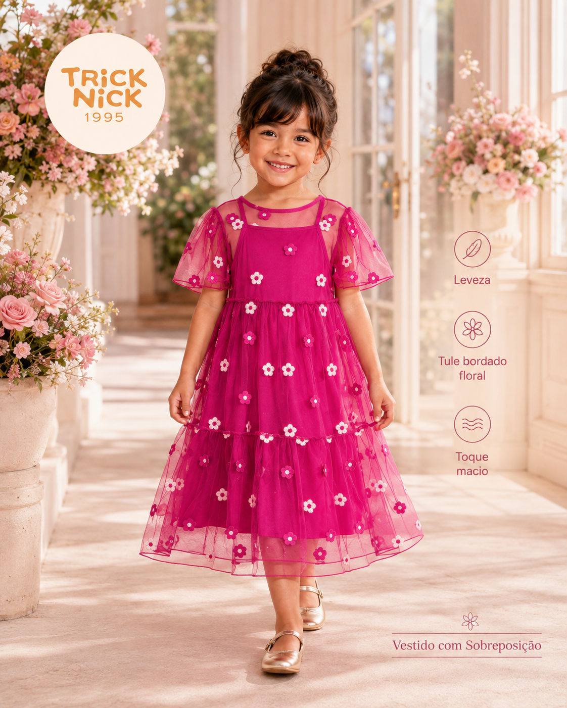 Vestido Infantil Com Sobreposição Trick Nick 1171412