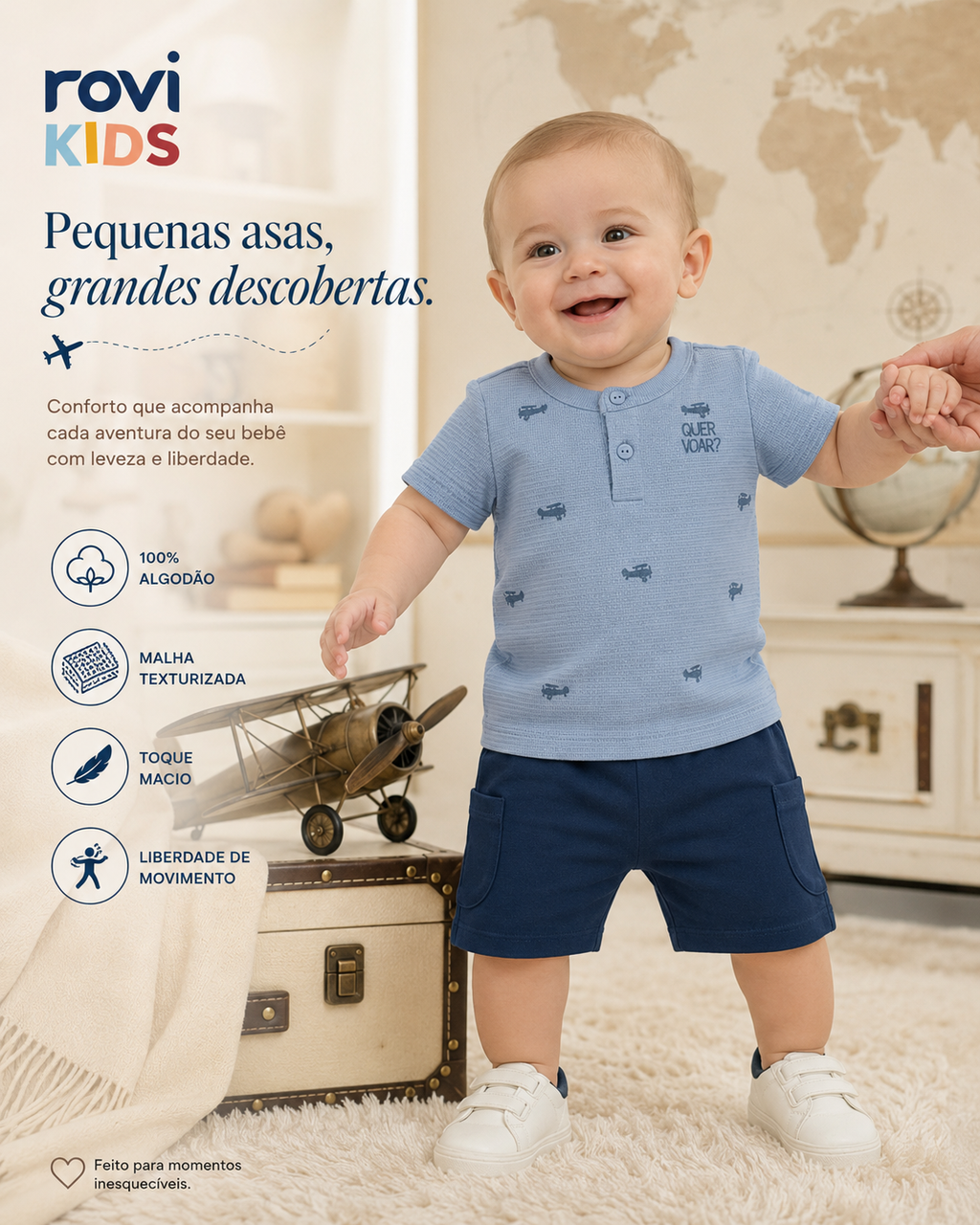 Conjunto Camiseta Com Bermuda Infantil Rovi Kids
 Código: 3029110