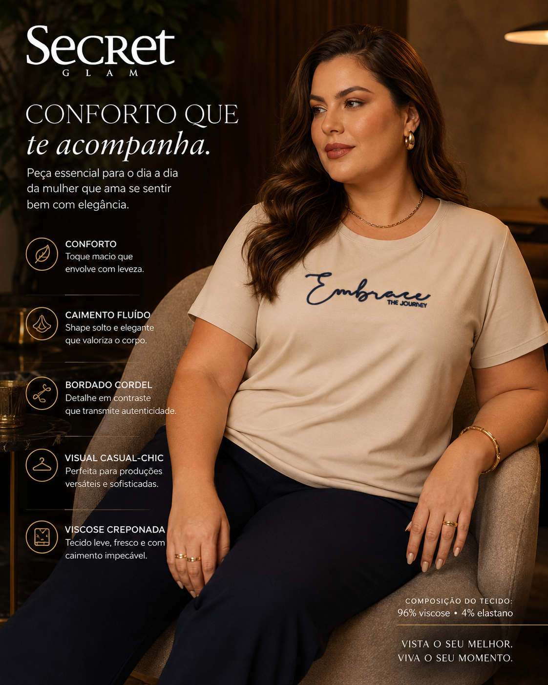 Blusa Feminina Com Bordado Secret Glam S02155
