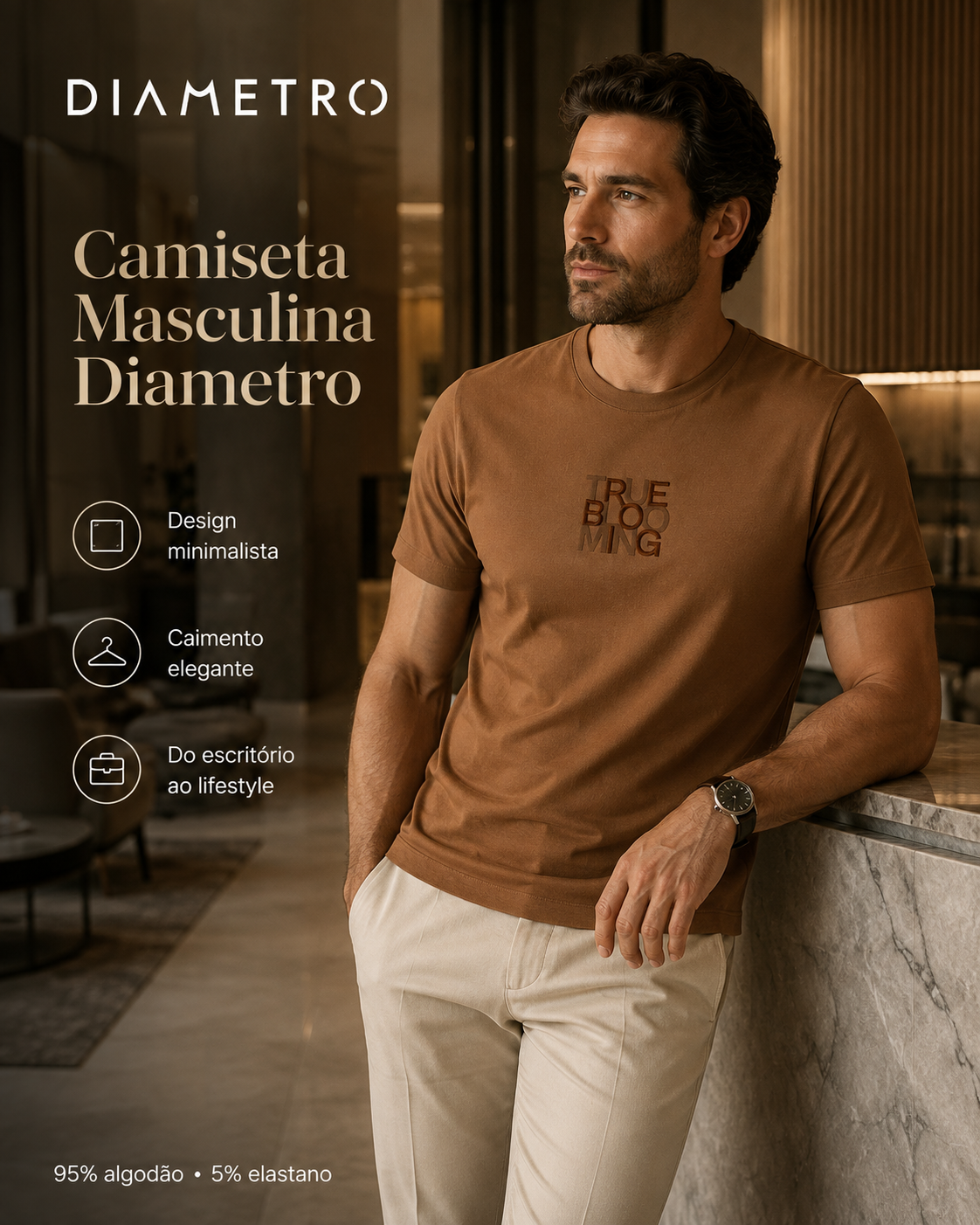 Camiseta Masculina Meia Malha Com Estampa Diametro D010905