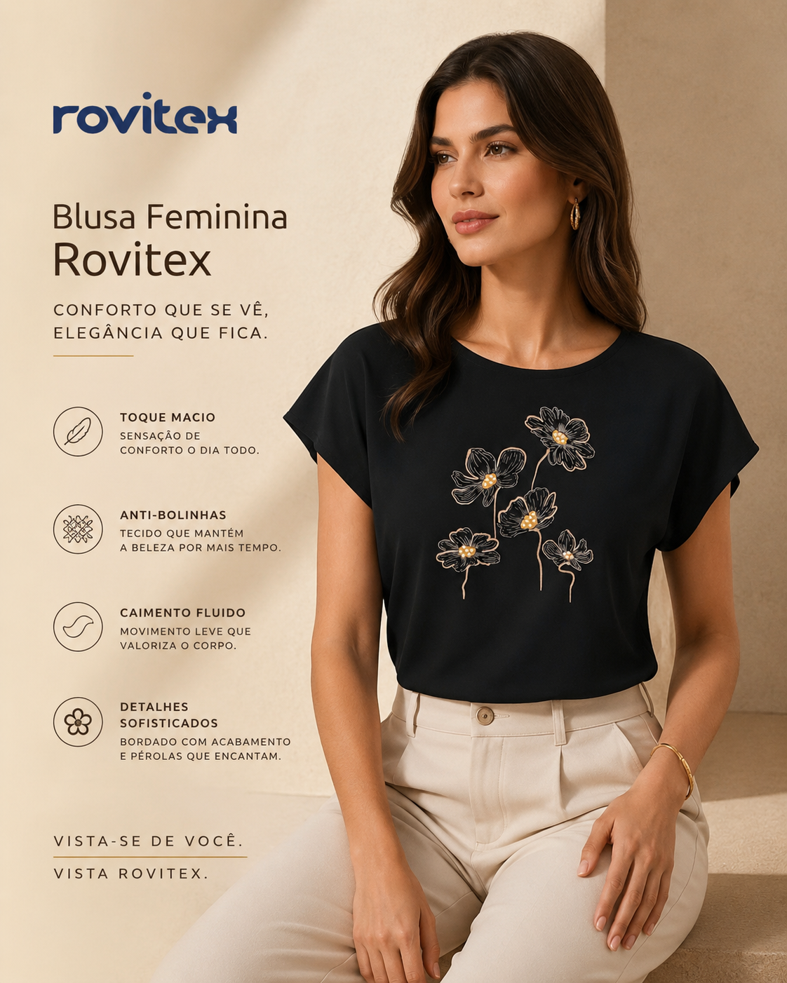 Blusa Feminina Viscotorcion E Viscose Rovitex 6177445