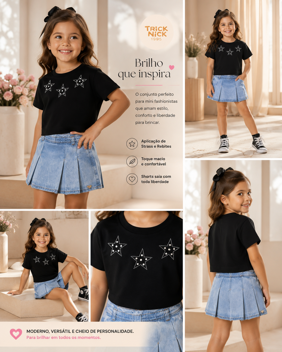 Conjunto Blusa Com Shorts Saia Jeans Trick Nick 1171003