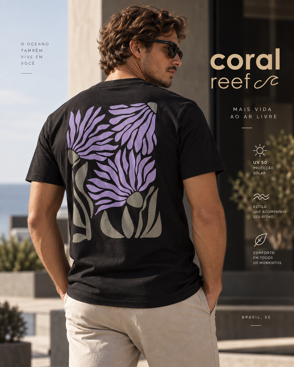 Blusa masculina Coral Reef