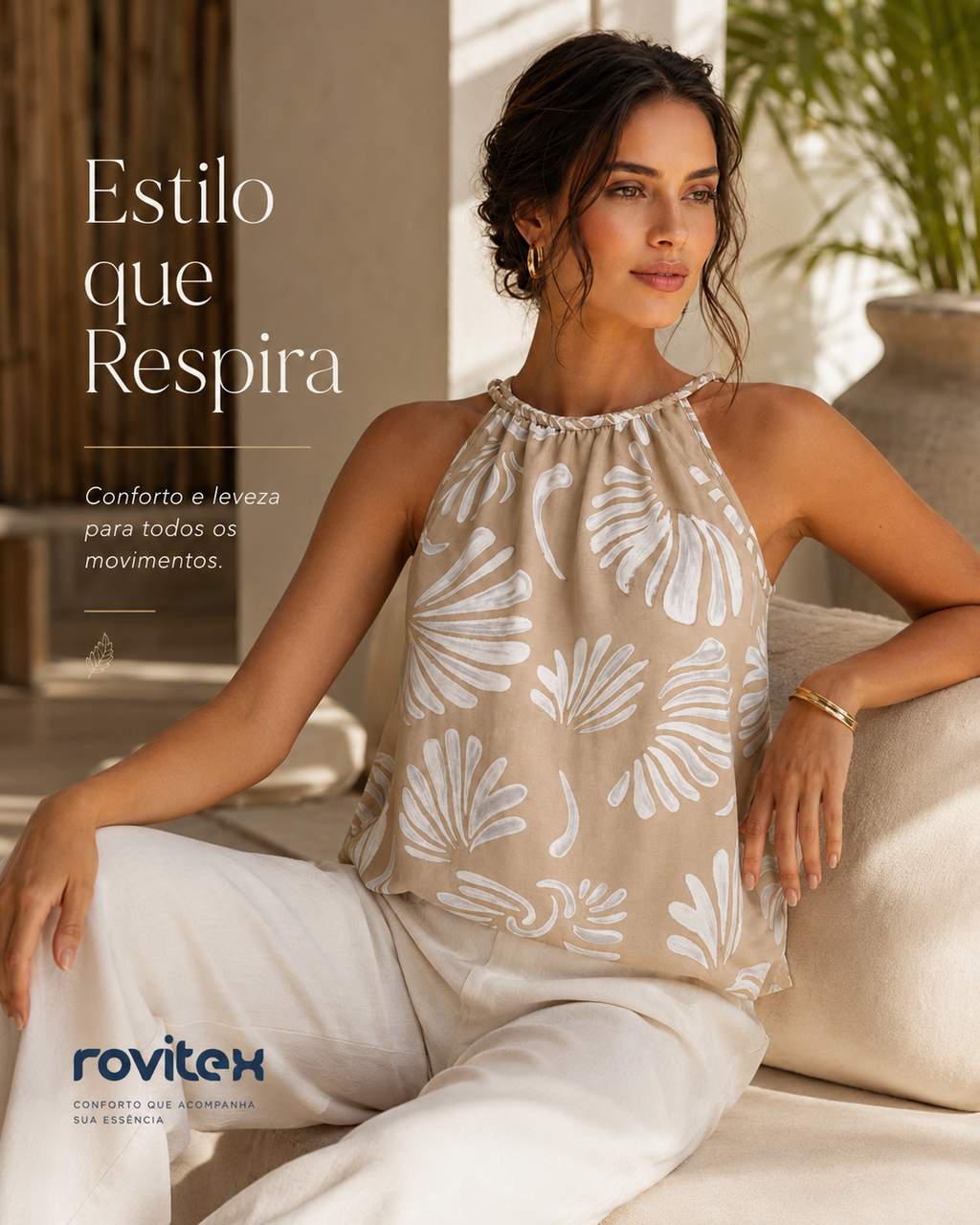 Blusa Feminina Com Alça Meia Malha Rovitex Marrom