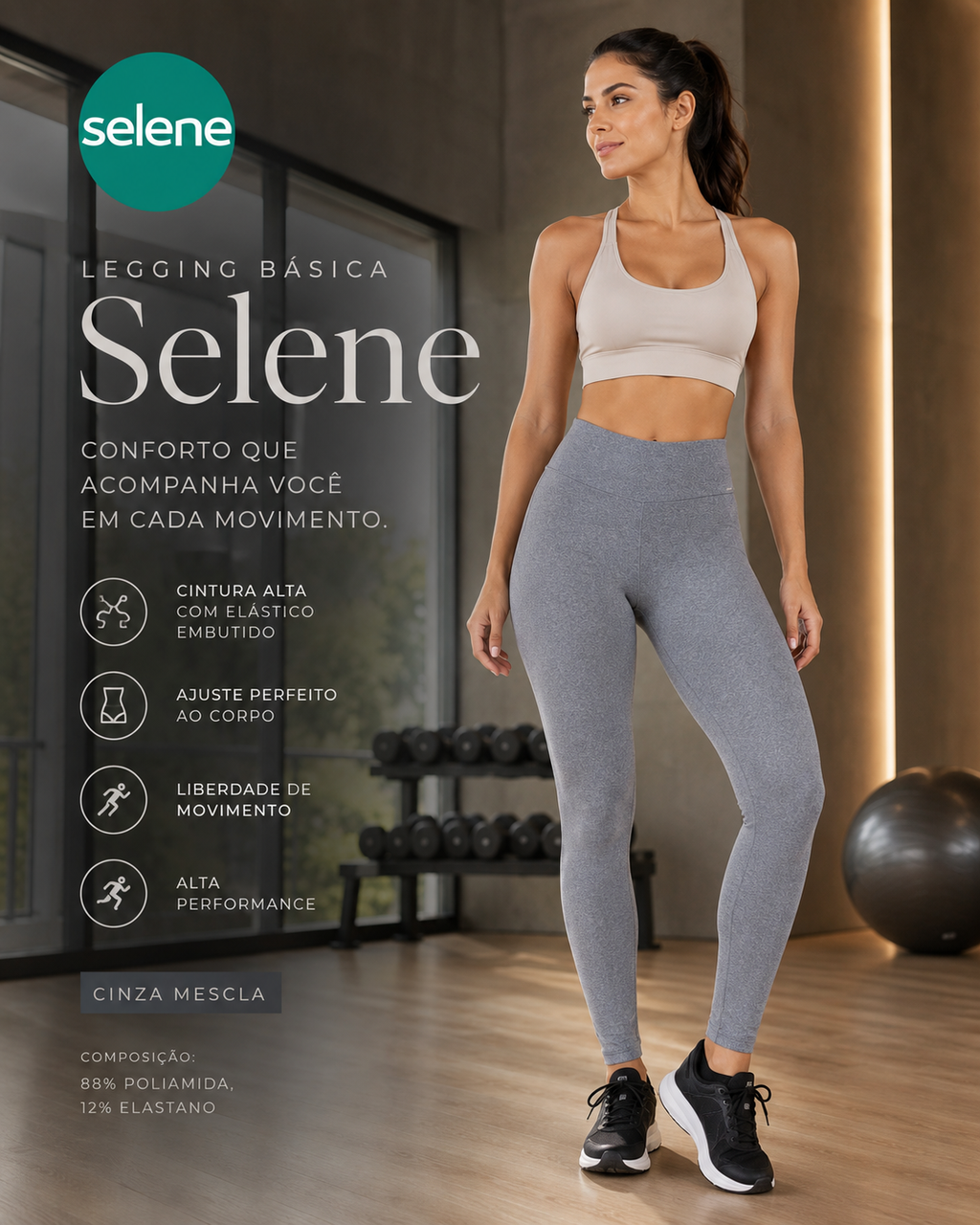 Legging Fitness Esportiva Básica Selene 20810