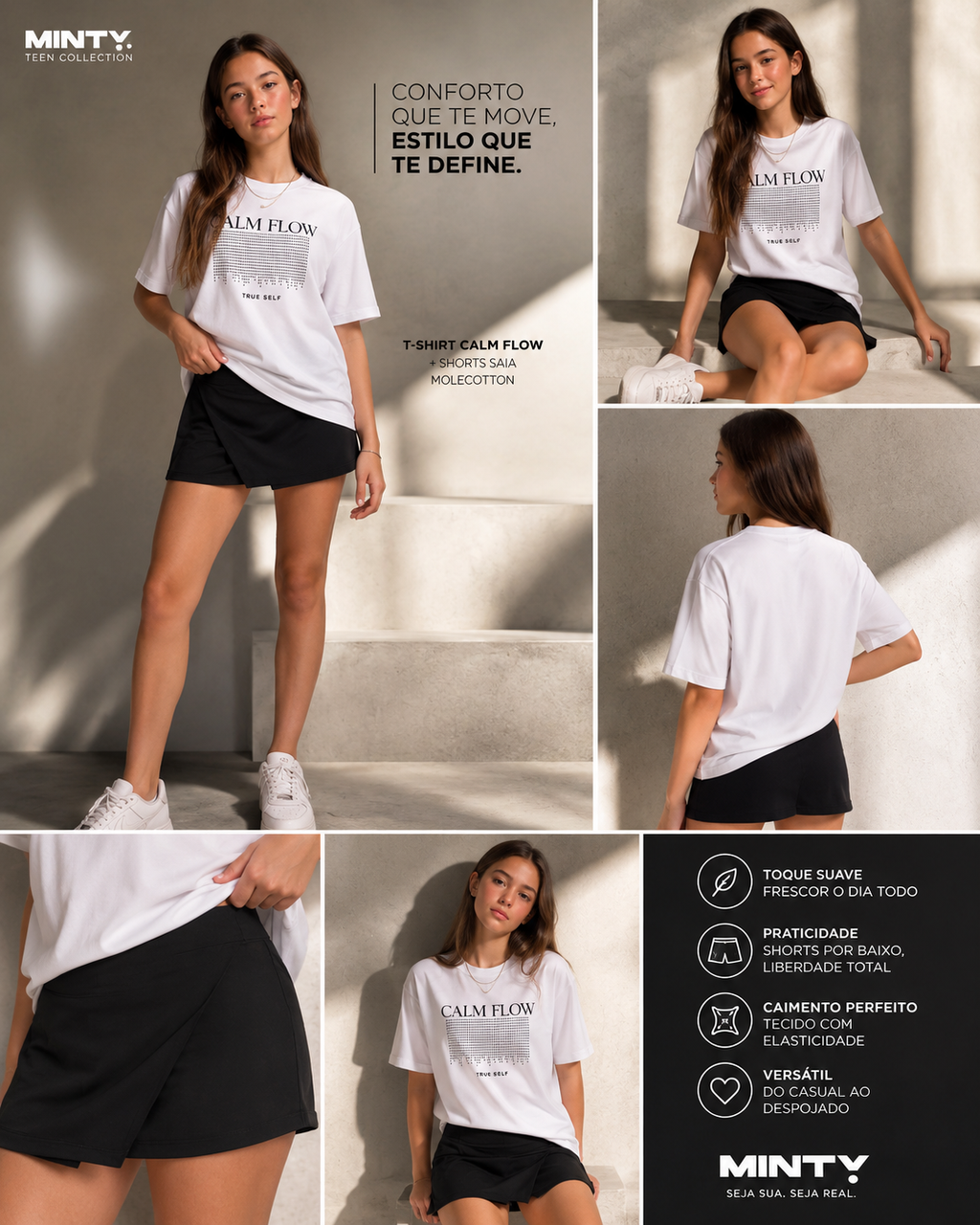 T-Shirt Feminina Meia Malha Com Estampa Minty M00562