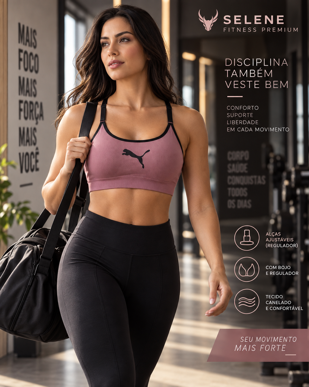 Top puma com bojo ajustable