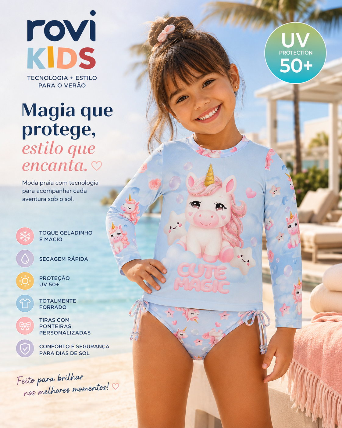 Conjunto Bíquini Infantil Proteção UV Rovi Kids 3146382
