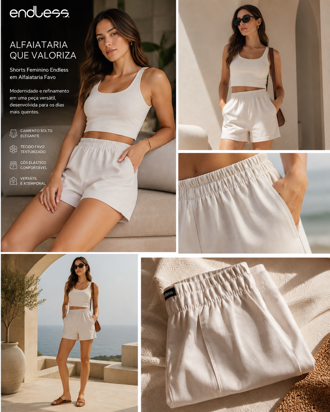 Shorts Feminino Em Tecido Alfaiataria Favo E16007